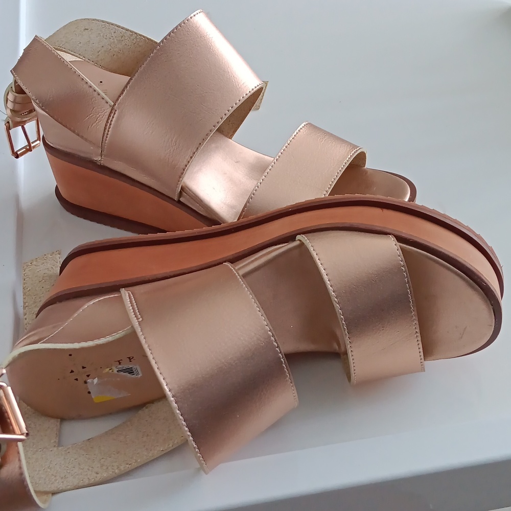Rose gold wedge shoes